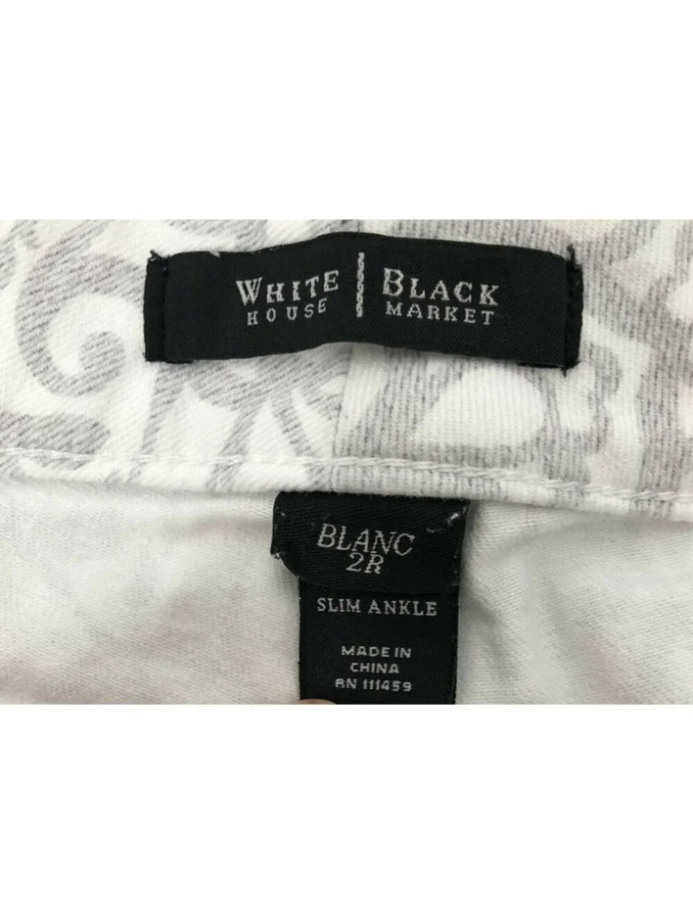White House Black Market Pants Womens 2R Gray Paisley Slim Ankle Fit Rhinestones - Picture 7 of 10